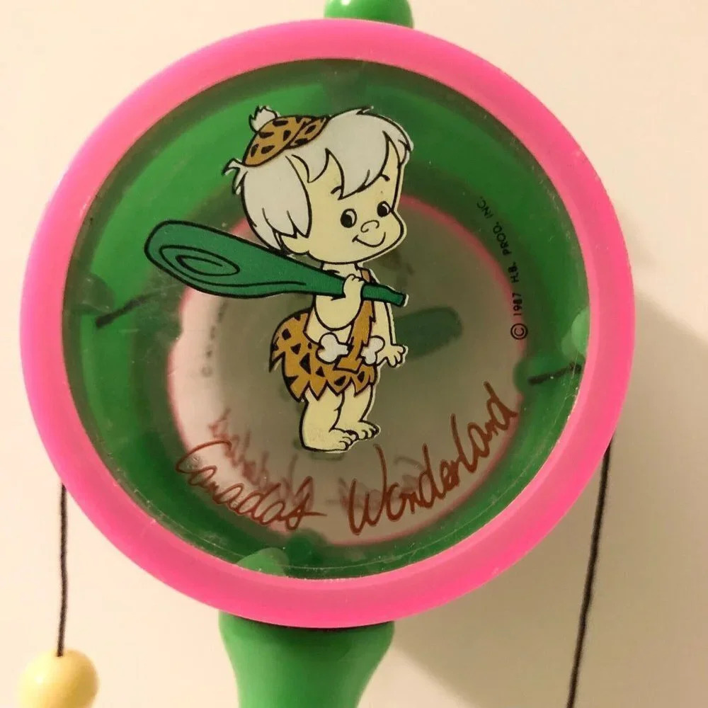 Vintage 1987 Flintstones Bam Bam  Canadas Wonderland Drum Toy Rattle